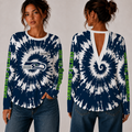 [SPECIAL OFFER] NEW CUSTOMIZED NFL06 SSH SEATTLE SEAHAWKS WOMEN'S BACK V-CUT LONG-SLEEVE SHIRT