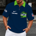 [SPECIAL OFFER] NEW CUSTOMIZED NFL06 SSH SEATTLE SEAHAWKS QUARTER-ZIP POLO SHIRT
