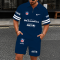 [SPECIAL OFFER] NEW CUSTOMIZED NFL06 SSH SEATTLE SEAHAWKS QUARTER-ZIP POLO SHIRT & SHORTS SET
