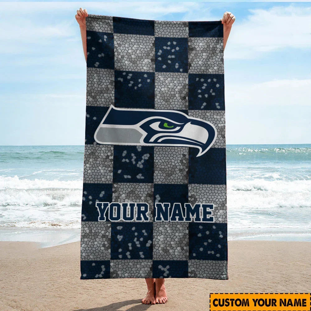 [SPECIAL OFFER] NEW CUSTOMIZED NFL06 SSH SEATTLE SEAHAWKS BEACH TOWEL