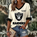 [SPECIAL OFFER] NEW CUSTOMIZED NFL07 LVR LAS VEGAS RAIDERS WOMEN'S HEART V-NECK LONG SLEEVE SHIRT
