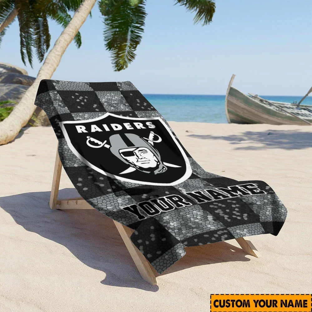 [SPECIAL OFFER] NEW CUSTOMIZED NFL07 LVR LAS VEGAS RAIDERS BEACH TOWEL