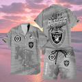 [SPECIAL OFFER] NEW CUSTOMIZED NFL07 LVR LAS VEGAS RAIDERS UNISEX HAWAIIAN SHIRT & SHORTS SET