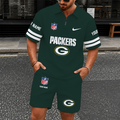 [SPECIAL OFFER] NEW CUSTOMIZED NFL08 GBP GREEN BAY PACKERS QUARTER-ZIP POLO SHIRT & SHORTS SET