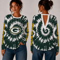[SPECIAL OFFER] NEW CUSTOMIZED NFL08 GBP GREEN BAY PACKERS WOMEN'S BACK V-CUT LONG-SLEEVE SHIRT