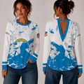 [SPECIAL OFFER] NEW CUSTOMIZED NFL09 LAC LOS ANGELES CHARGERS WOMEN'S BACK V-CUT LONG-SLEEVE SHIRT