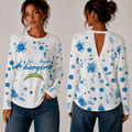 [SPECIAL OFFER] NEW CUSTOMIZED NFL09 LAC LOS ANGELES CHARGERS WOMEN'S BACK V-CUT LONG-SLEEVE SHIRT