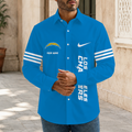 [SPECIAL OFFER] NEW CUSTOMIZED NFL09 LAC LOS ANGELES CHARGERS MEN'S LONG SLEEVE BUTTON-UP SHIRT