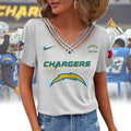 [SPECIAL OFFER] NEW CUSTOMIZED NFL09 LAC LOS ANGELES CHARGERS V-NECK SHIRT