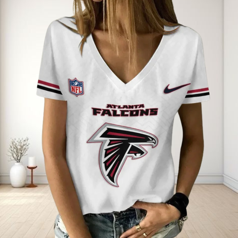 [SPECIAL OFFER] NEW CUSTOMIZED NFL18 ATF ATLANTA FALCONS V-NECK FEMALE SHIRT