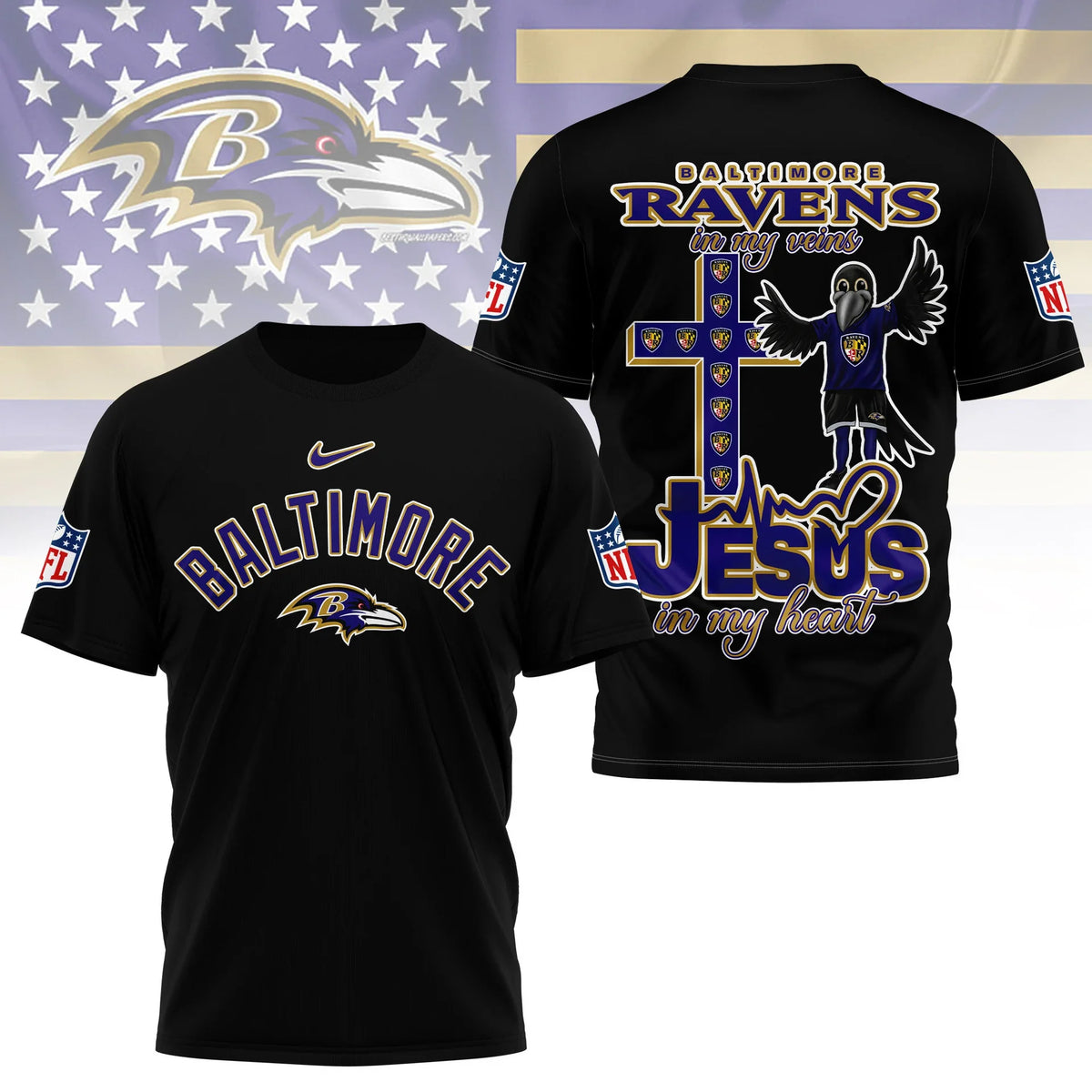 [SPECIAL OFFER] NEW CUSTOMIZED NFL28 BTR BALTIMORE RAVENS T-SHIRT | MULTIPLE COLORS AVAILABLE
