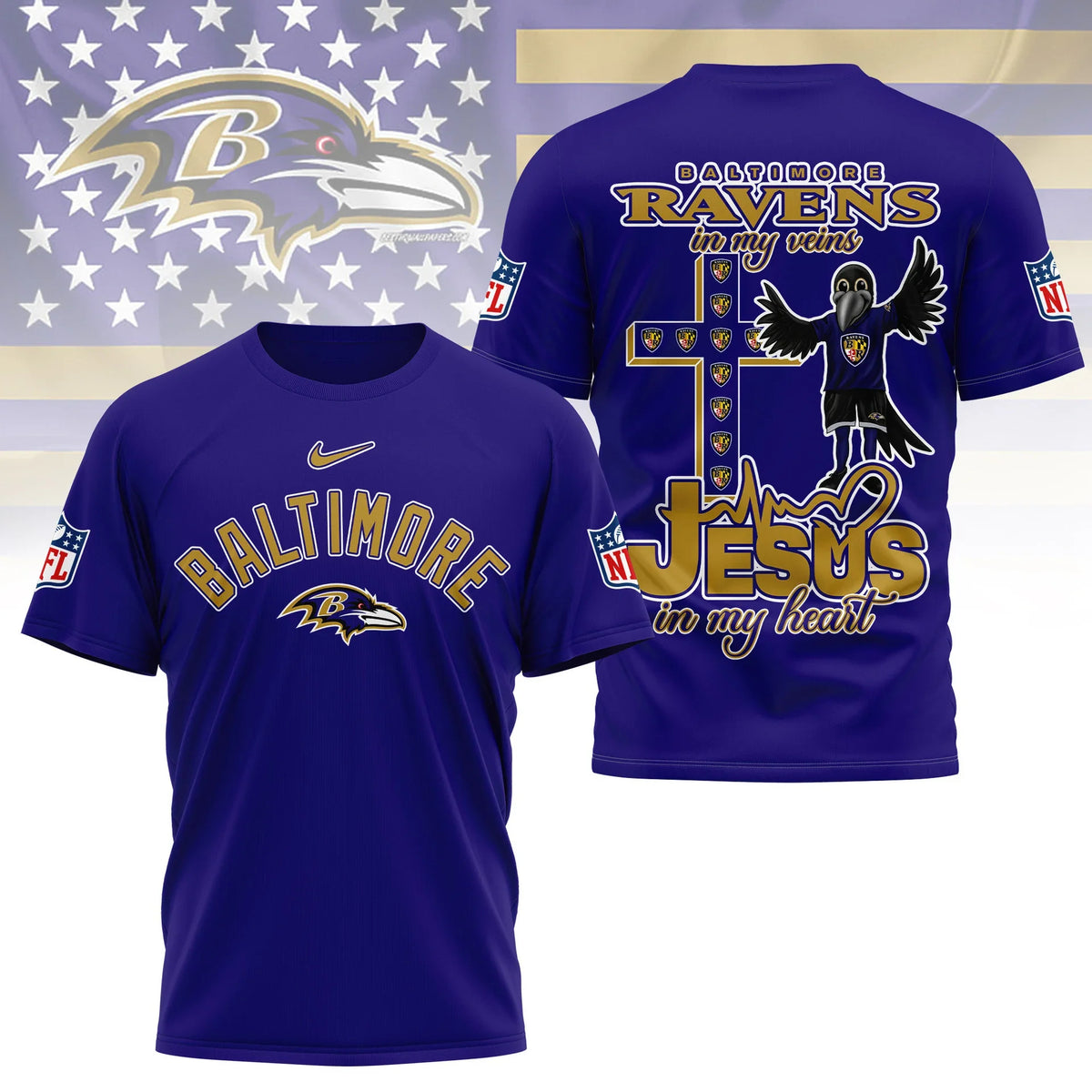 [SPECIAL OFFER] NEW CUSTOMIZED NFL28 BTR BALTIMORE RAVENS T-SHIRT | MULTIPLE COLORS AVAILABLE