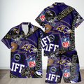 [SPECIAL OFFER] NEW CUSTOMIZED NFL28 BTR BALTIMORE RAVENS UNISEX HAWAIIAN SHIRT & SHORTS SET
