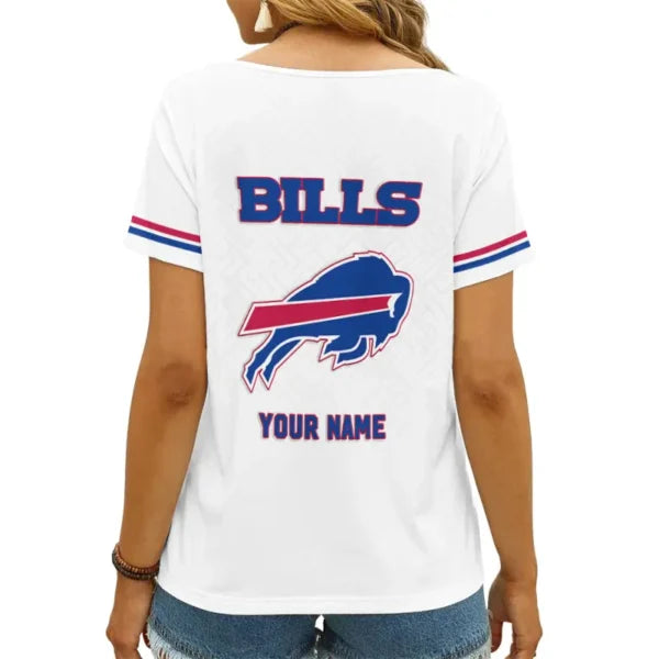 [SPECIAL OFFER] NEW CUSTOMIZED NFL03 BFB BUFFALO BILLS V-NECK FEMALE SHIRT