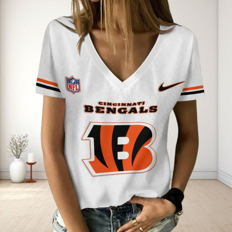 [SPECIAL OFFER] NEW CUSTOMIZED NFL16 CCB CINCINNATI BENGALS V-NECK FEMALE SHIRT