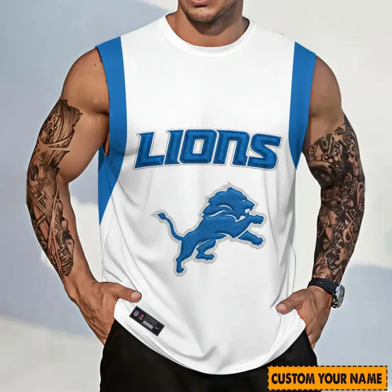 [SPECIAL OFFER] NEW CUSTOMIZED NFL04 DTL DETROIT LIONS TANKTOP & GYM SHIRT