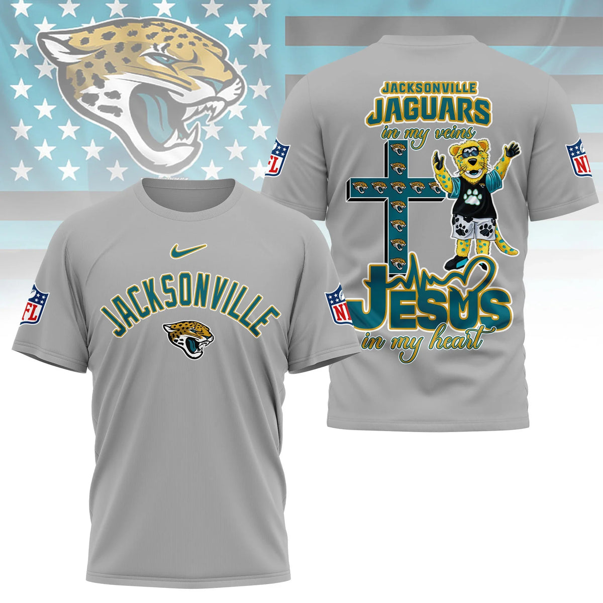 [SPECIAL OFFER] NEW CUSTOMIZED NFL30 JSJ JACKSONVILLE JAGUARS T-SHIRT | MULTIPLE COLORS AVAILABLE