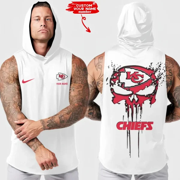 [SPECIAL OFFER] NEW CUSTOMIZED NFL01 KCC KANSAS CITY CHIEFS HOODED TANK TOP
