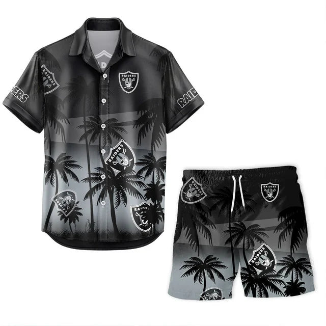 [SPECIAL OFFER] NEW CUSTOMIZED NFL07 LVR LAS VEGAS RAIDERS UNISEX HAWAIIAN SHIRT & SHORTS SET