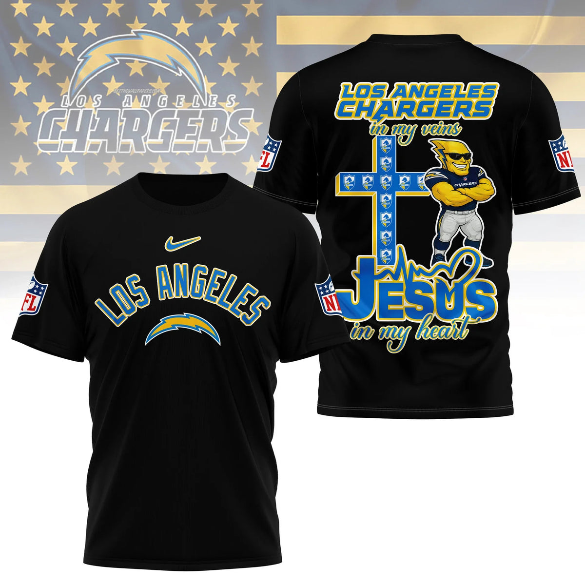 [SPECIAL OFFER] NEW CUSTOMIZED NFL09 LAC LOS ANGELES CHARGERS T-SHIRT | MULTIPLE COLORS AVAILABLE