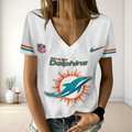 [SPECIAL OFFER] NEW CUSTOMIZED NFL19 MDP MIAMI DOLPHINS V-NECK FEMALE SHIRT