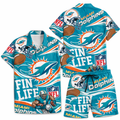 [SPECIAL OFFER] NEW CUSTOMIZED NFL19 MDP MIAMI DOLPHINS UNISEX HAWAIIAN SHIRT & SHORTS SET