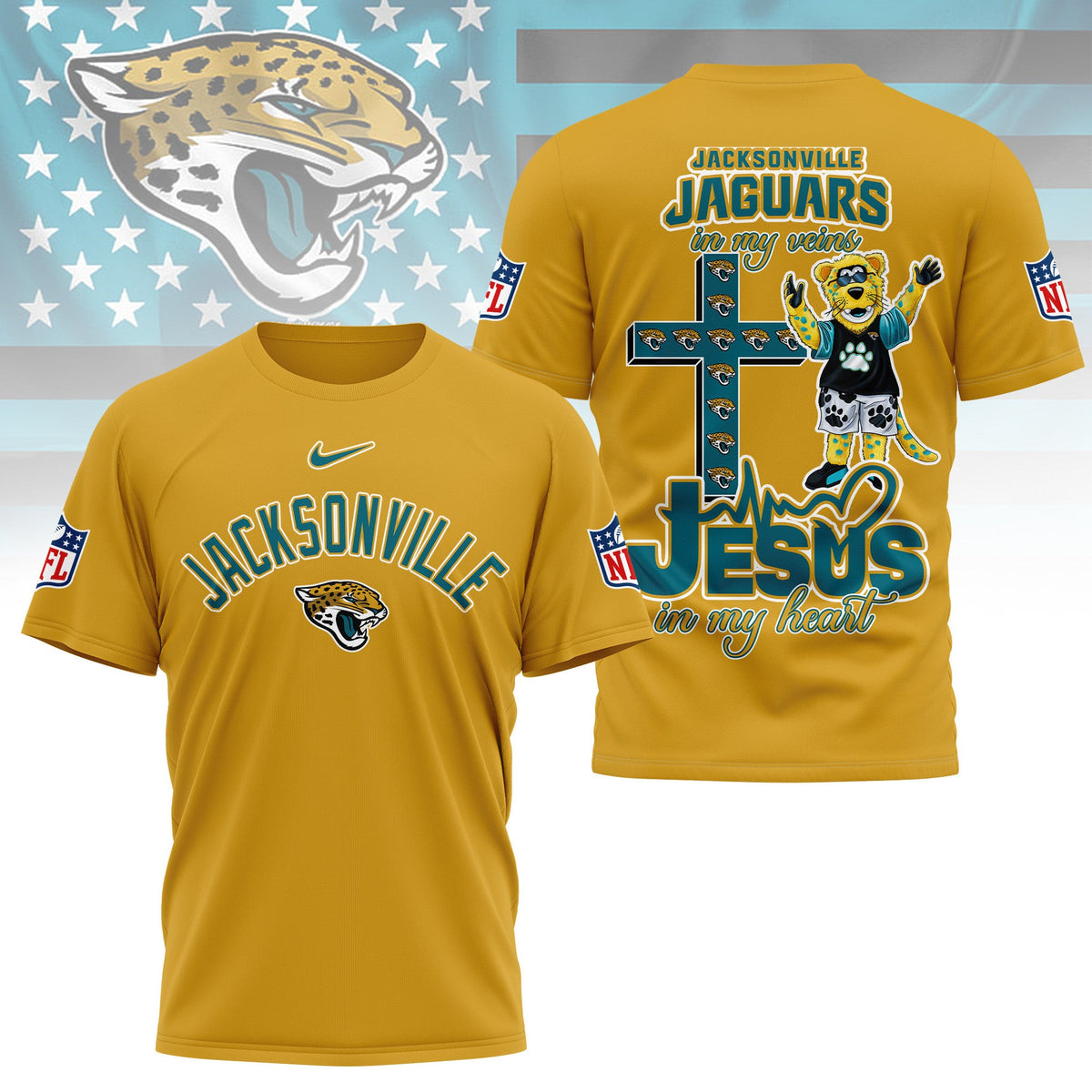 [SPECIAL OFFER] NEW CUSTOMIZED NFL30 JSJ JACKSONVILLE JAGUARS T-SHIRT | MULTIPLE COLORS AVAILABLE