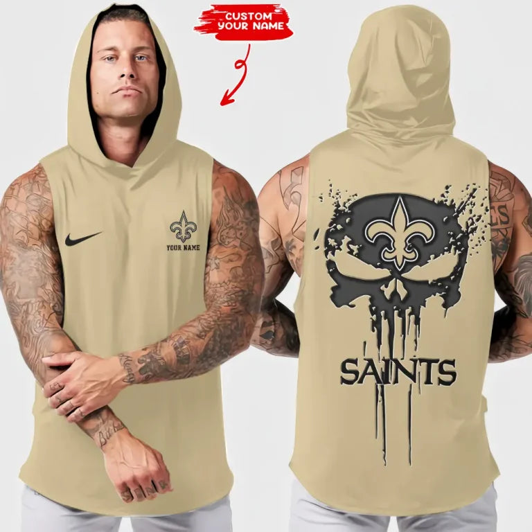 [SPECIAL OFFER] NEW CUSTOMIZED NFL24 NOS NEW ORLEANS SAINTS HOODED TANK TOP