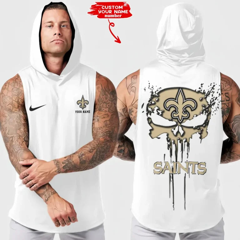 [SPECIAL OFFER] NEW CUSTOMIZED NFL24 NOS NEW ORLEANS SAINTS HOODED TANK TOP