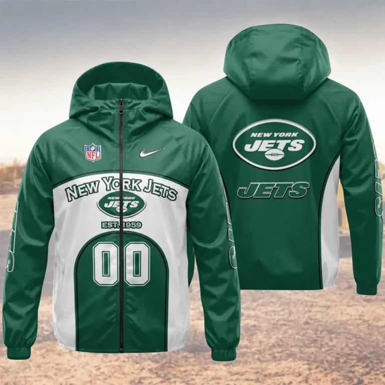 [SPECIAL OFFER] NEW CUSTOMIZED NFL25 NYJ NEW YORK JETS WINDBREAKER JACKET