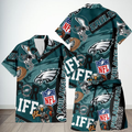 [SPECIAL OFFER] NEW CUSTOMIZED NFL02 PPE PHILADELPHIA EAGLES UNISEX HAWAIIAN SHIRT & SHORTS SET