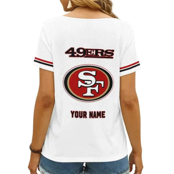 [SPECIAL OFFER] NEW CUSTOMIZED NFL11 SF49 SAN FRANCISCO 49ERS V-NECK FEMALE SHIRT