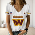 [SPECIAL OFFER] NEW CUSTOMIZED NFL12 WTC WASHINGTON COMMANDERS V-NECK FEMALE SHIRT